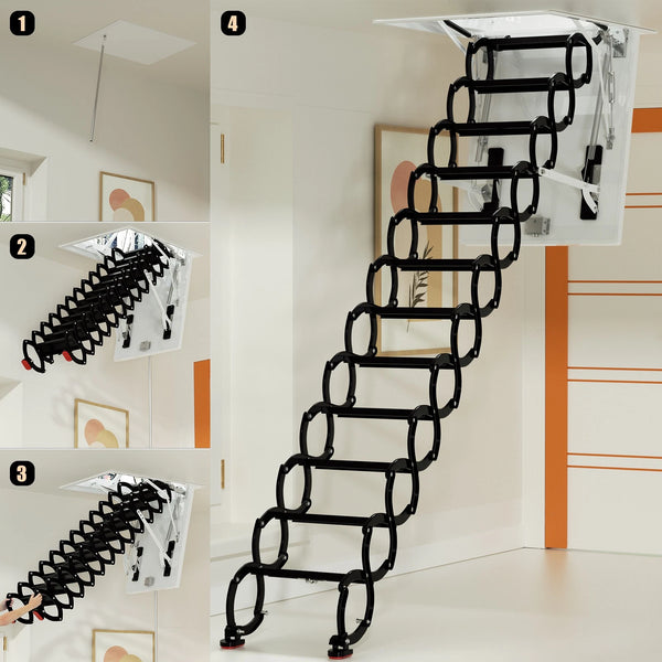 Electirc Attic Ladder Aluminum Folding 80*110 cm 9.4Ft With Remote Loft Stairs
