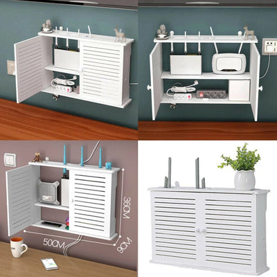 Wifi Router Storage Box Wall Mount Cable Board Bracket Wireless Panel Organizer - Image 3