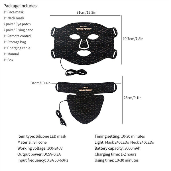 LED Facial Mask 4 Color Red Light Therapy Skin Care Photon Mask Rejuvenation - Image 9