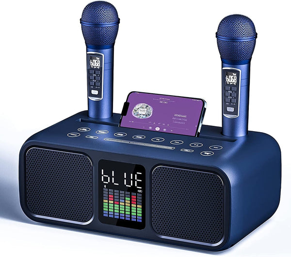 Bluetooth Karaoke Speaker & 2 Wireless Microphones Rechargeable Karaoke Machine