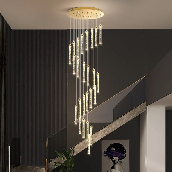 Staircase Chandelier Lighting Crystal Living Room Pendant Light Bar Ceiling Lamp