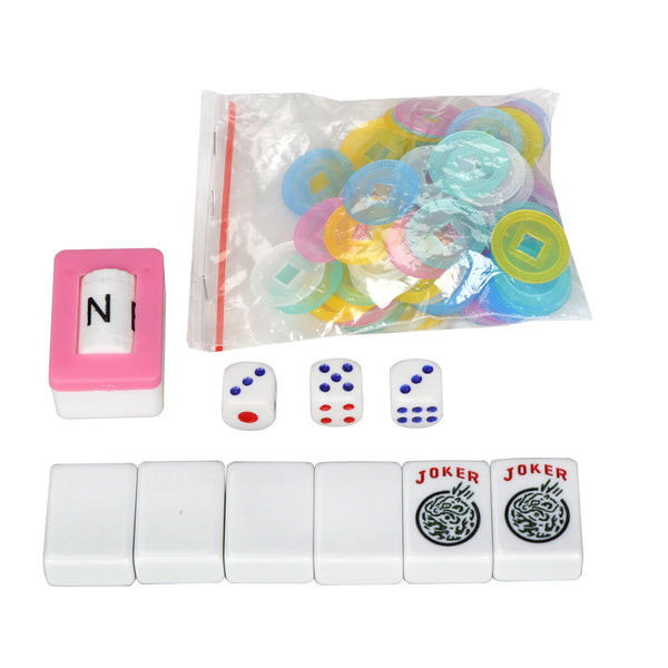 American Mahjong Set 166 Tiles 4 Pushers Racks Portable MahJong Travel Soft Bag