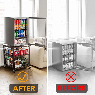 Mini Fridge Stand Mobile Refrigerator Shelf Stand Table with Lockable Wheels - Image 5