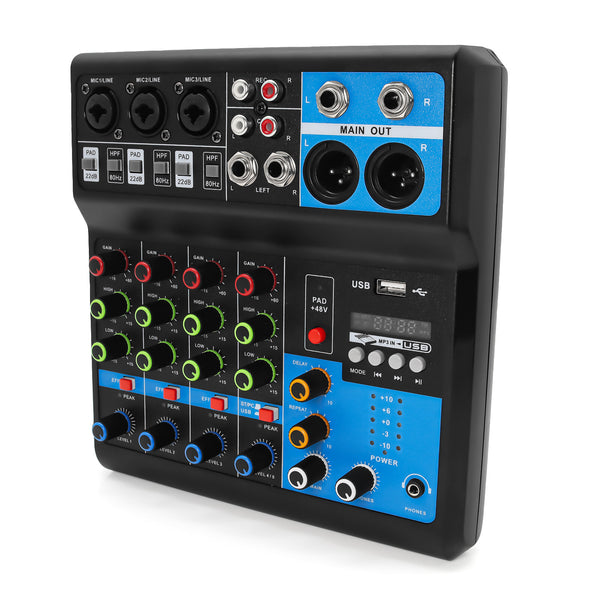 5 Channel Mini Bluetooth Audio Mixer USB DJ Live Console Sound Card Studio Mixer