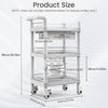 Beauty Trolley Cart with Wheel Esthetician Cart with Handrail, Bucket and Drawer