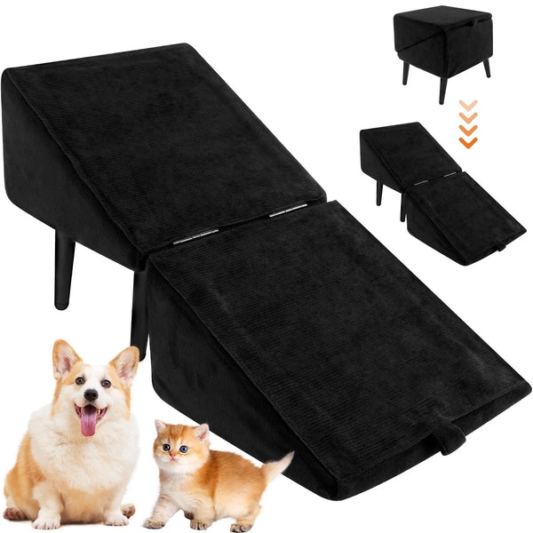 2-in-1 Ottoman Design Dog Ramp Split Dog Staircase Ramp For Dogs Cats Nonslip