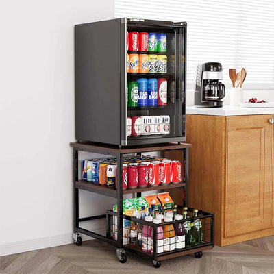 Mini Fridge Stand Mobile Refrigerator Shelf Stand Table with Lockable Wheels - Image 2