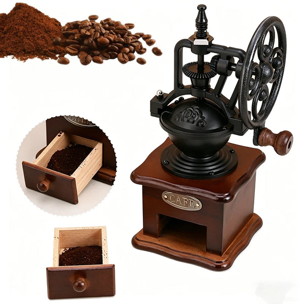 Burr Coffee Grinder Wooden Manual Coffee Grinder Classic French Coffee Milling - Image 2