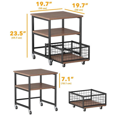 Mini Fridge Stand Mobile Refrigerator Shelf Stand Table with Lockable Wheels - Image 3