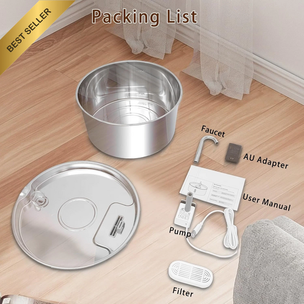 Dog Water Fountain Stainless Steel 7L/236oz Automatic Drinking Dispenser Bowl