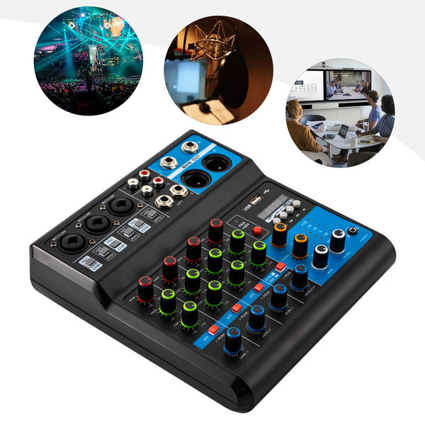 5 Channel Mini Bluetooth Audio Mixer USB DJ Live Console Sound Card Studio Mixer