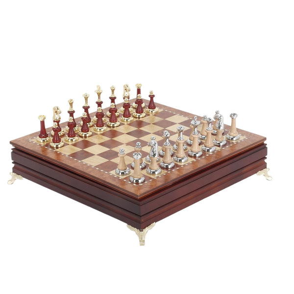 40x40cm Wooden Chess Set Premium Solid Wood Board Metal Chess Pieces Drawer - Image 8