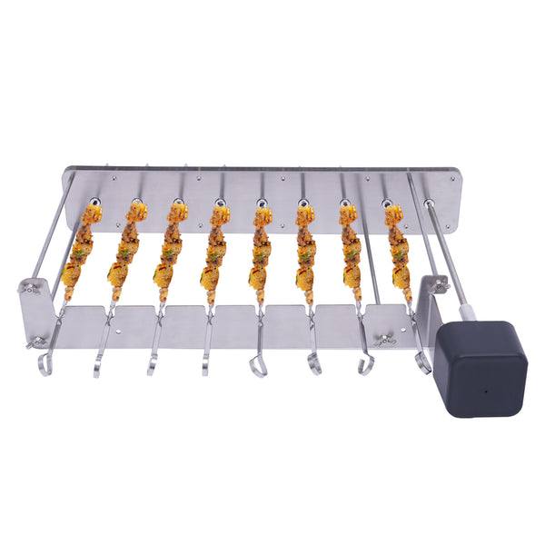 Electric BBQ Skewer Turner Automatic Rotating Grill Shish Kabob Set w/ 10 Skewer