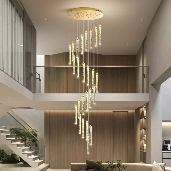 Staircase Chandelier Lighting Crystal Living Room Pendant Light Bar Ceiling Lamp