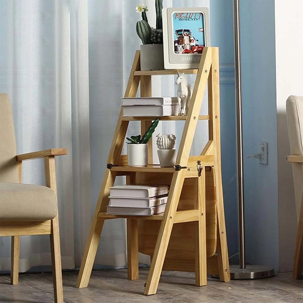 Folding Step Ladder Chair 4 Tier Multifunctional Plant Stand Ladder Stool Shelf - Image 9