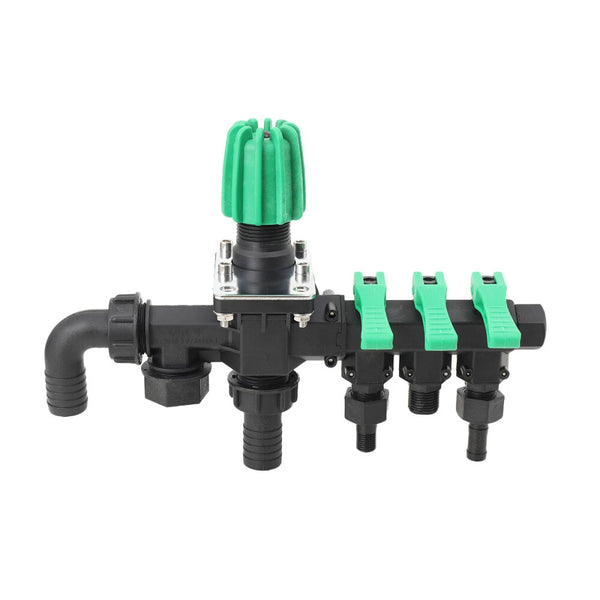 3 Way Hose Splitter Valve Agricultural Sprayer Control Shut Off  Pressure Gauge