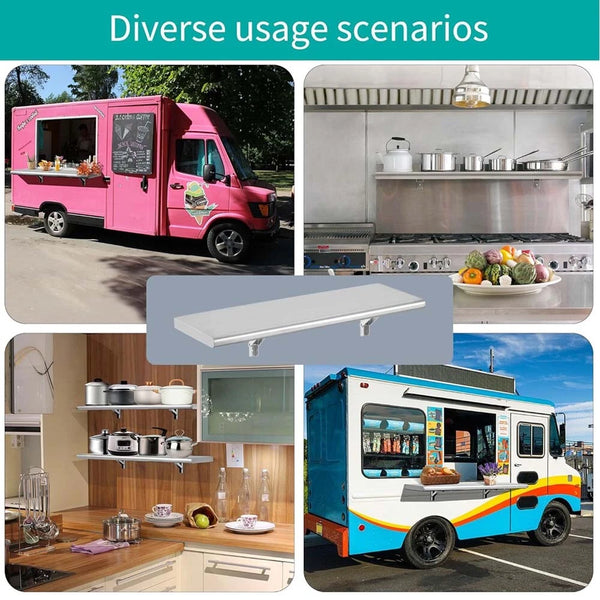90x30 Wall Mount Shelving Stainless Steel Shelf For Food Truck BBQ working table - Image 11