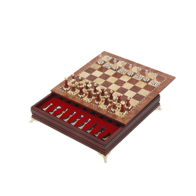 40x40cm Wooden Chess Set Premium Solid Wood Board Metal Chess Pieces Drawer - Image 14