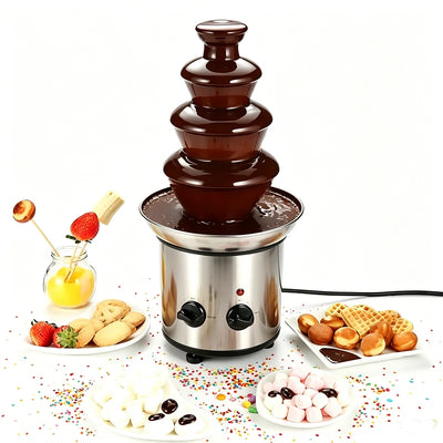 4 Tier Electric Chocolate Fountain Chocolate Fondue Waterfall Stainless Steel - Image 2