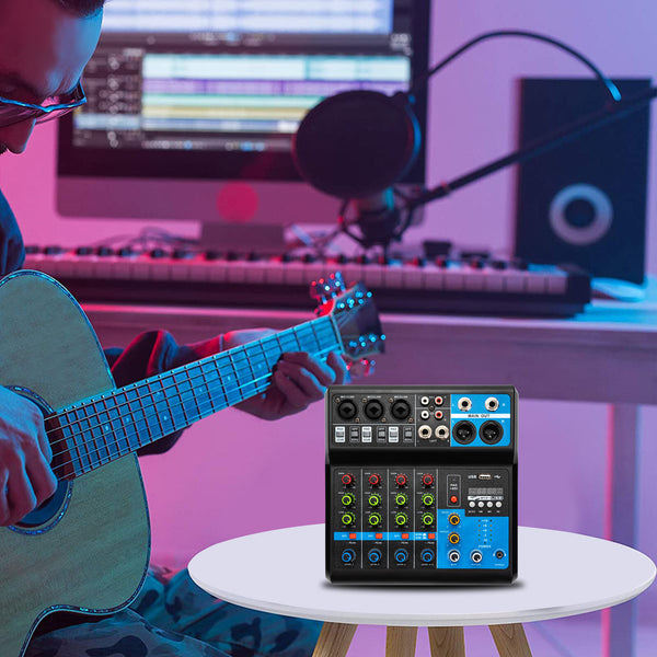 5 Channel Mini Bluetooth Audio Mixer USB DJ Live Console Sound Card Studio Mixer
