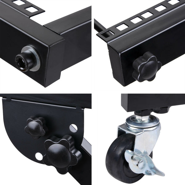 12U Adjustable Audio Rack Mount Studio Equipment Rolling Mixer Stand Stage Cart