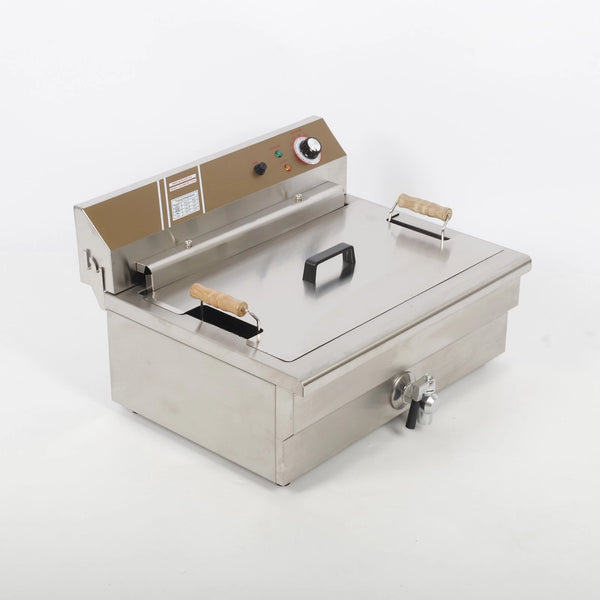 Commercial 25L Electric Deep Fryer Large Capacity W/ Frying Basket & Lid 5KW ﻿