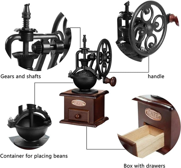 Burr Coffee Grinder Wooden Manual Coffee Grinder Classic French Coffee Milling - Image 8