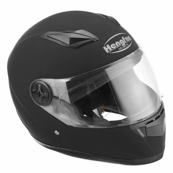 Black Motorcycle Bike Helmet Black Full Face Motorbike Helmets Visor 56-60cm - Image 1