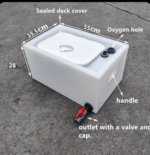 40L Live Bait Tank Portable Fish Transport Tank with Hatch 550x355x280mm - Image 3