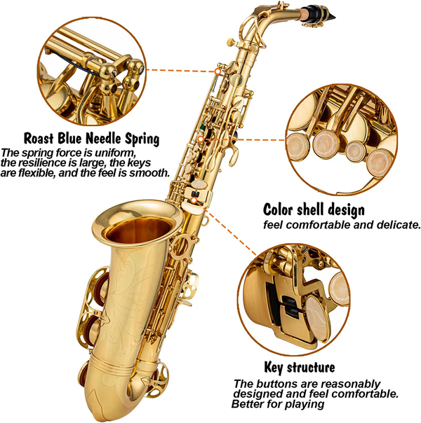 Eastar Alto Saxophone Eb E Flat Gold Lacquered Student with Case& Accessories