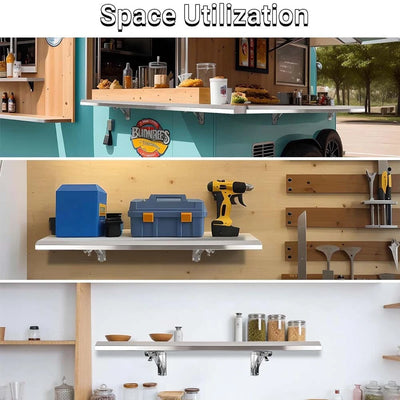 90x30 Wall Mount Shelving Stainless Steel Shelf For Food Truck BBQ working table - Image 8