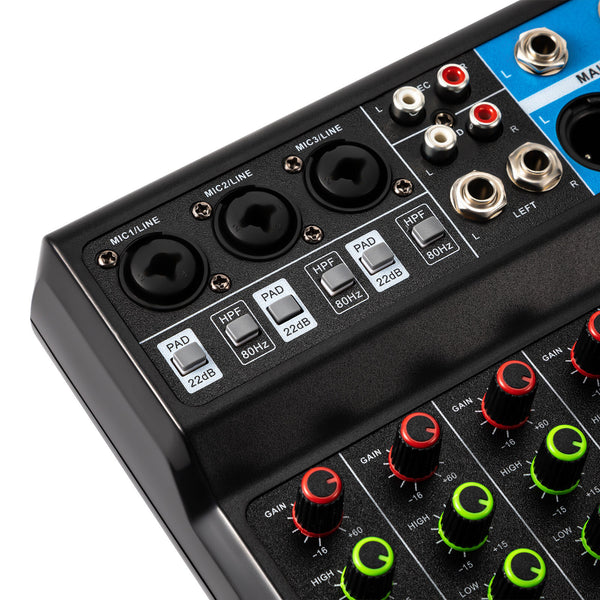 5 Channel Mini Bluetooth Audio Mixer USB DJ Live Console Sound Card Studio Mixer