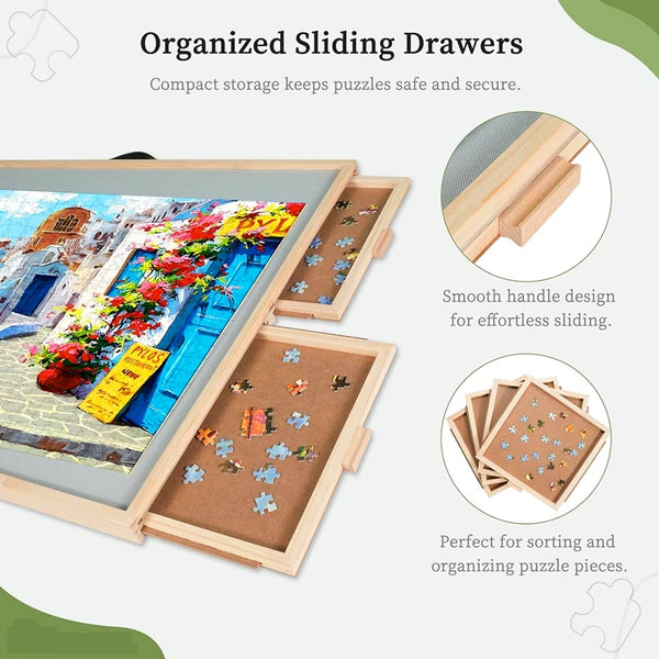 Adjustable Tilting Jigsaw Puzzle Table 1500 Piece Puzzle Board with 4 Drawers - Image 10