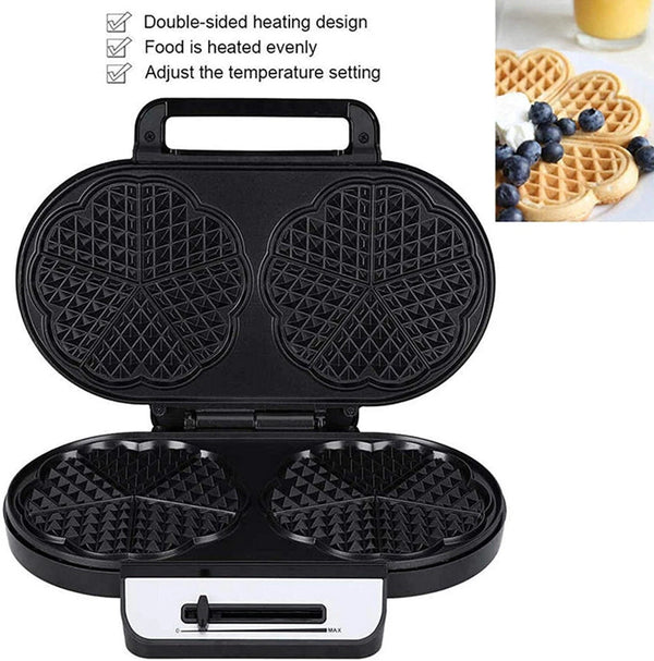 Electric Waffle Maker Heart-Shaped Non-Stick double-Side No Flip Design - Image 7