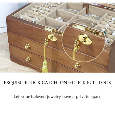 3-Tier Wooden Jewelry Box Jewelry Organizer Case Large Storage Box 29*19*17.5cm - Image 2