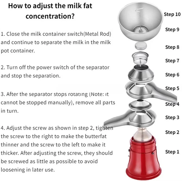 Milk Cream Centrifugal Separator Stainless Steel Electric Cream Separator 50L/h - Image 8
