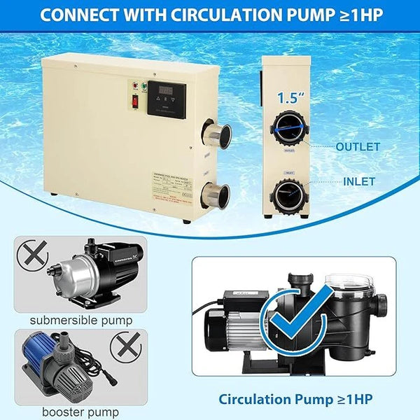Electric Thermostat Swimming Pool SPA Water Heater Bath Tub Heating 220V 9KW AU