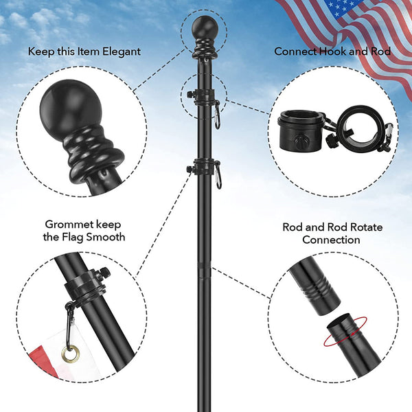 1.8M Telescopic Flag Pole Australian Flagpole Ball Flag Top Kit Holder Aluminum