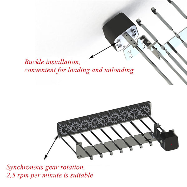 Electric BBQ Skewer Turner Automatic Rotating Grill Shish Kabob Set w/ 10 Skewer