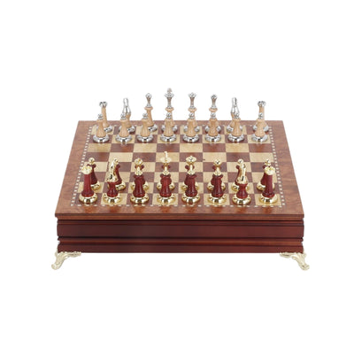 40x40cm Wooden Chess Set Premium Solid Wood Board Metal Chess Pieces Drawer - Image 10