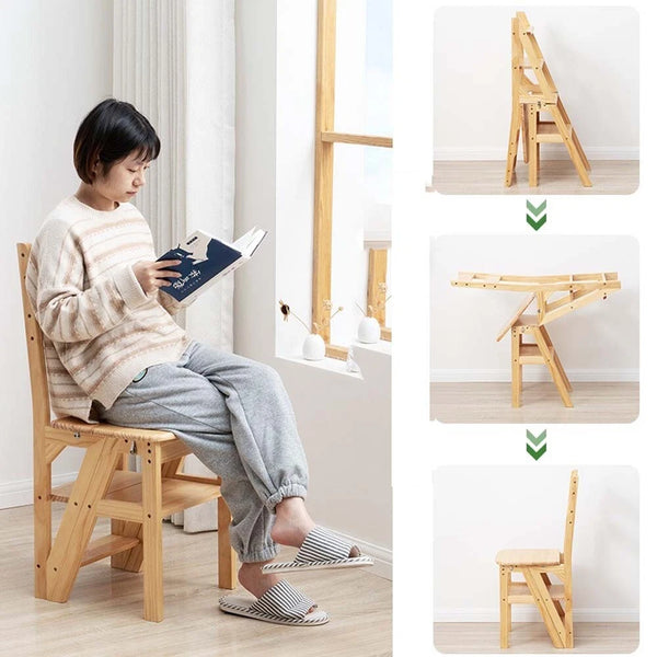 Folding Step Ladder Chair 4 Tier Multifunctional Plant Stand Ladder Stool Shelf - Image 12