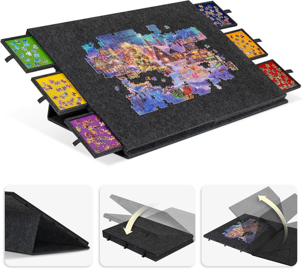 1000-2000 Pieces Tilting Jigsaw Puzzle Board with 2-in-1 Stand and Cover - Image 13