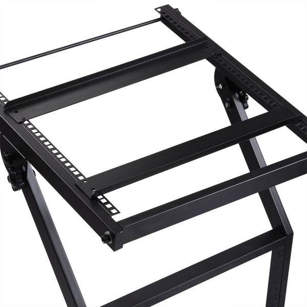 12U Adjustable Audio Rack Mount Studio Equipment Rolling Mixer Stand Stage Cart