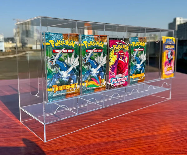 6 Slot Acrylic Pokemon TCG Premium Booster Pack Dispenser Stackable Design Clear