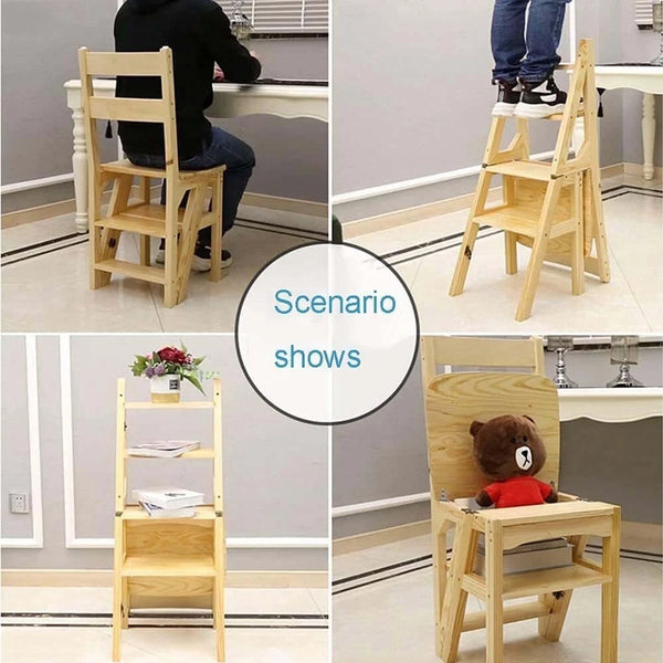 Folding Step Ladder Chair 4 Tier Multifunctional Plant Stand Ladder Stool Shelf - Image 3