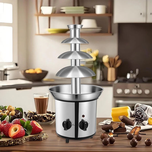 4 Tier Electric Chocolate Fountain Chocolate Fondue Waterfall Stainless Steel - Image 10