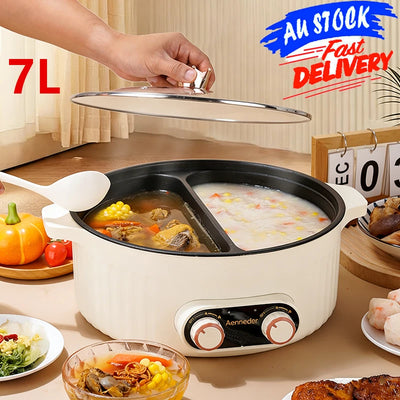 7L Electric Hot pot with Divider Dual Control Cooker Yuanyang Hot Pot 2000W - Image 1