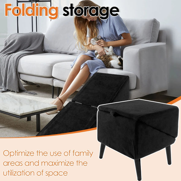 Dual-Purpose Ottoman Dog Ramp Split Dog Staircase Ramp For Dogs Cats Nonslip AU