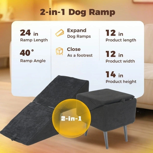 Dual-Purpose Ottoman Dog Ramp Split Dog Staircase Ramp For Dogs Cats Nonslip AU