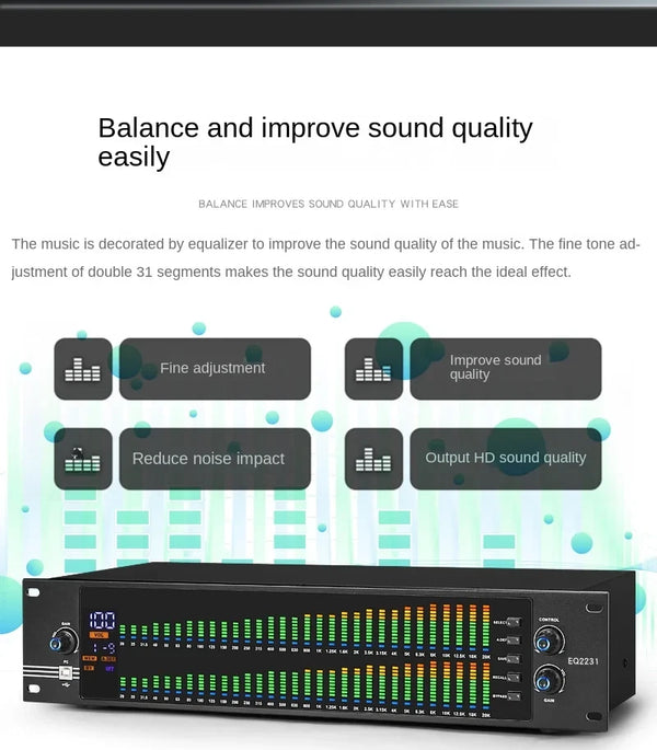 Professional Dual Channel 31-Band Equalizer Digital Synchronized Control Display - Image 9